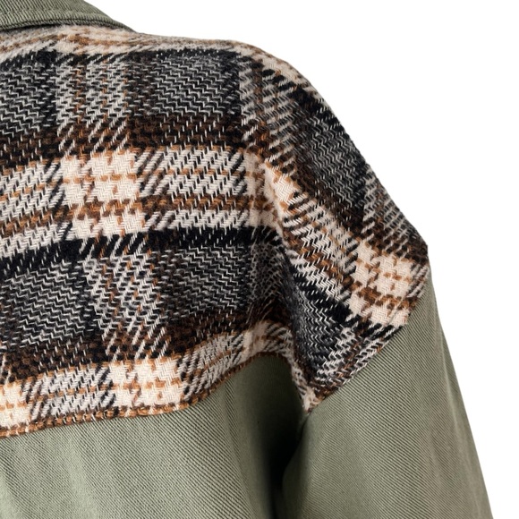 Green and plaid button down 100% cotton lightweight chore coat M - Picture 11 of 14